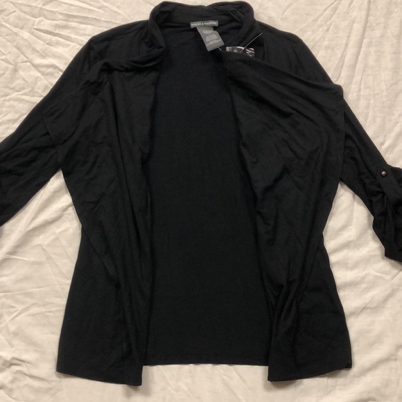 Chelsea & Theodore Roll Tab Women’s Cardigan/ Size: L/ Color: Black/ NWT - Picture 9 of 10